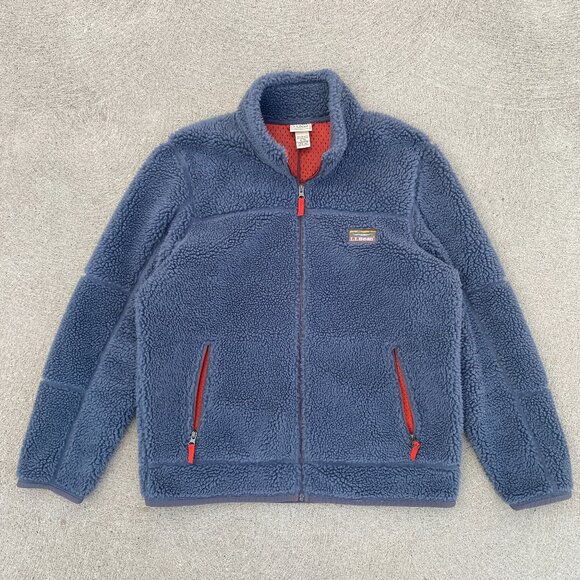 LL Bean Sherpa Fleece Jacket Blue - Picture 1 of 4